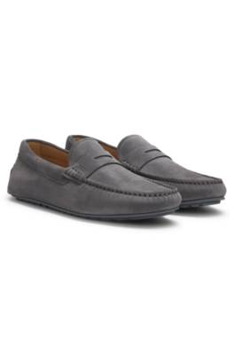 Suede moccasins with penny trim 1