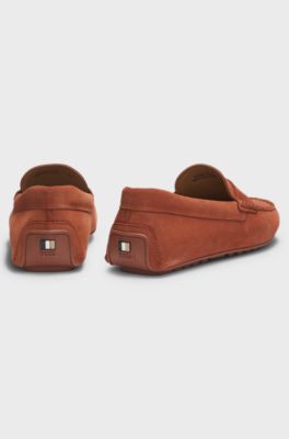 Suede moccasins with penny trim, Brown