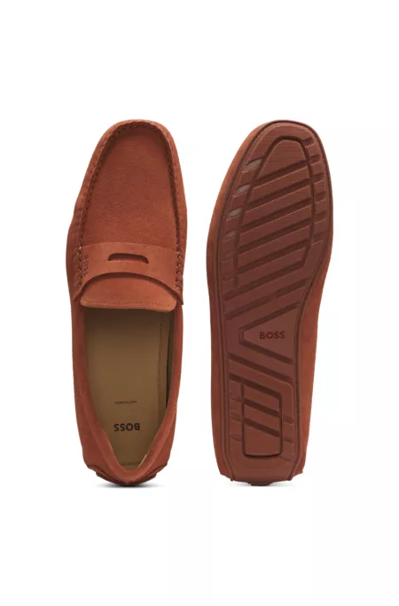 Mokassins aus Veloursleder mit Pennyloafer-Detail
