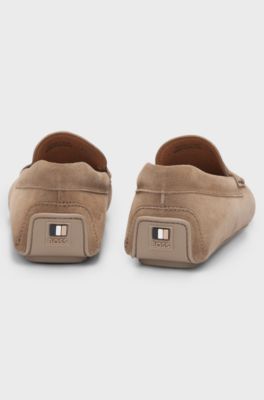 Suede moccasins with penny trim, Beige