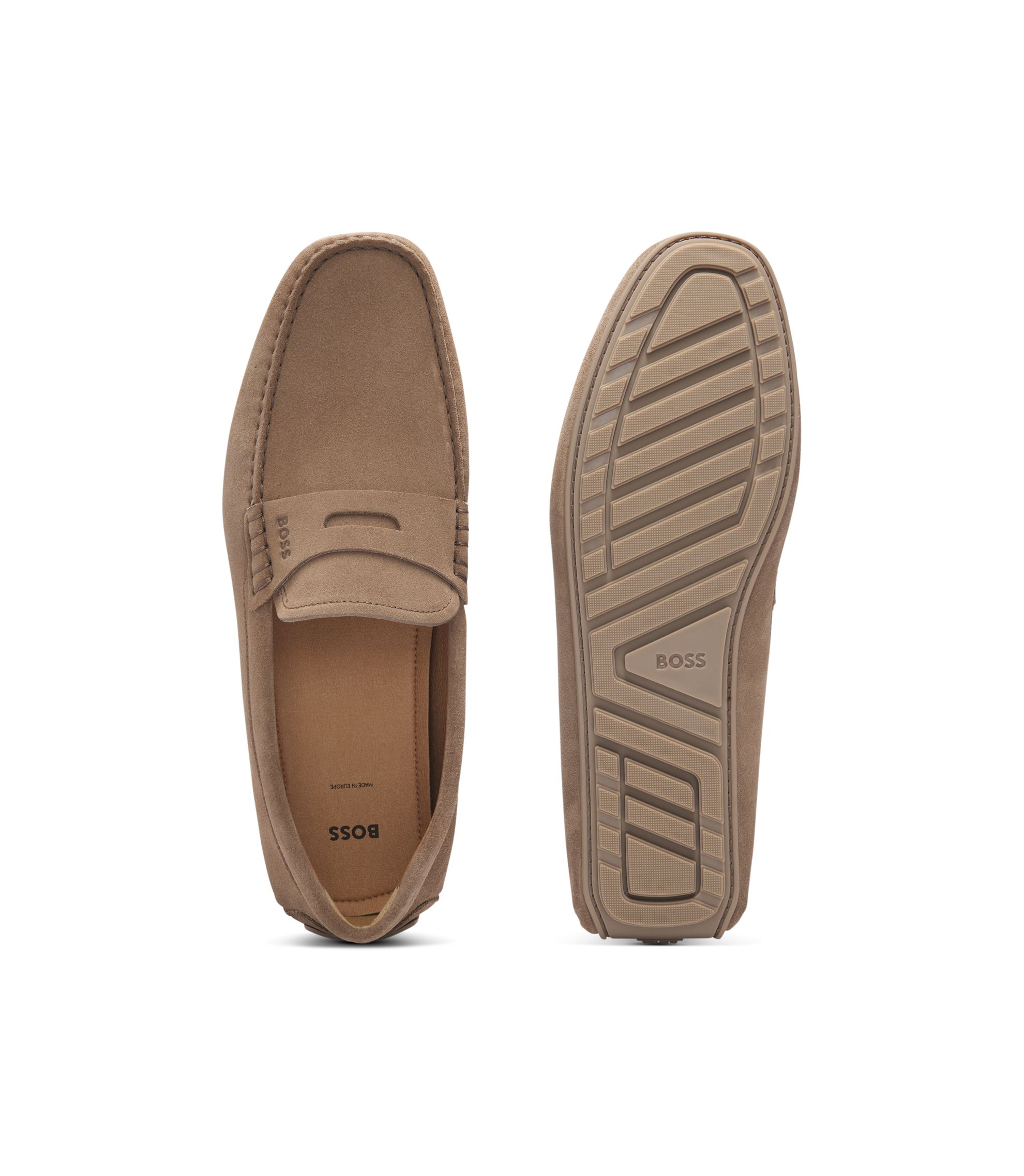 BOSS - Suede moccasins with penny trim - Beige