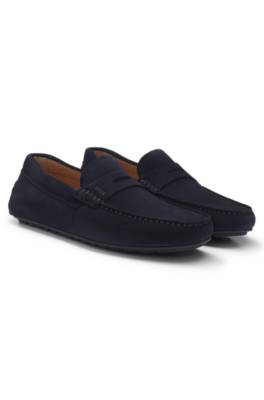 Suede moccasins with penny trim 1