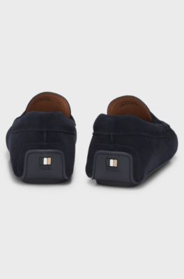 Mocassins en cuir su&eacute;d&eacute; avec finition Penny, Bleu fonc&eacute;