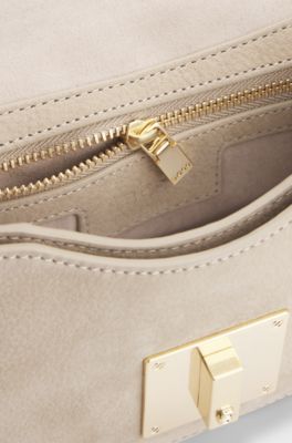 Ariell shoulder bag in nubuck leather, Light Beige