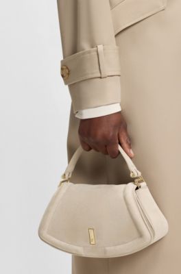 Sac &agrave; bandouli&egrave;re Ariell en cuir nubuck, Beige clair