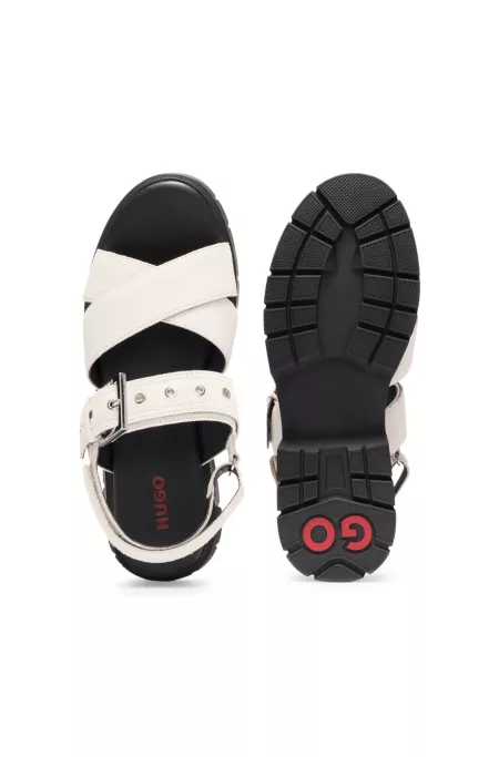 Suede sandals with buckled strap and chunky sole