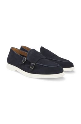 Suede monk shoe with contrast outsole, Dark Blue