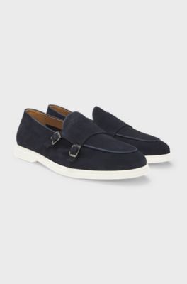 Suede monk shoe with contrast outsole, Dark Blue