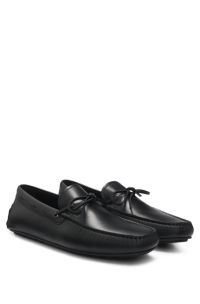 Leather moccasins with driver sole, Black