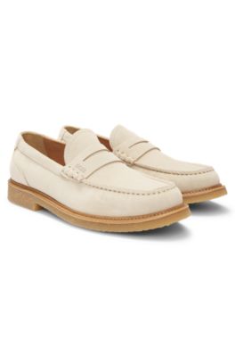 Suede moccasins with crepe outsole, White