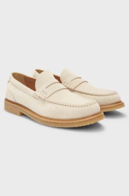 Suede moccasins with crepe outsole, White