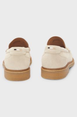 Suede moccasins with crepe outsole, White