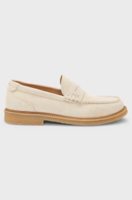 Suede moccasins with crepe outsole, White