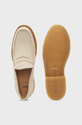 Suede moccasins with crepe outsole, White