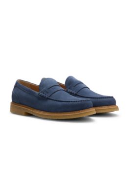 Suede moccasins with crepe outsole, Dark Blue