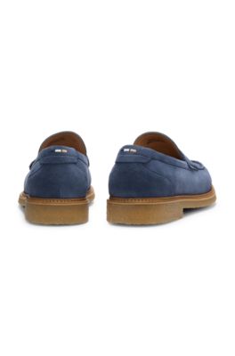 Suede moccasins with crepe outsole, Dark Blue
