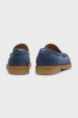 Suede moccasins with crepe outsole, Dark Blue