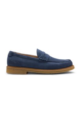 Suede moccasins with crepe outsole, Dark Blue