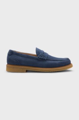 Suede moccasins with crepe outsole, Dark Blue