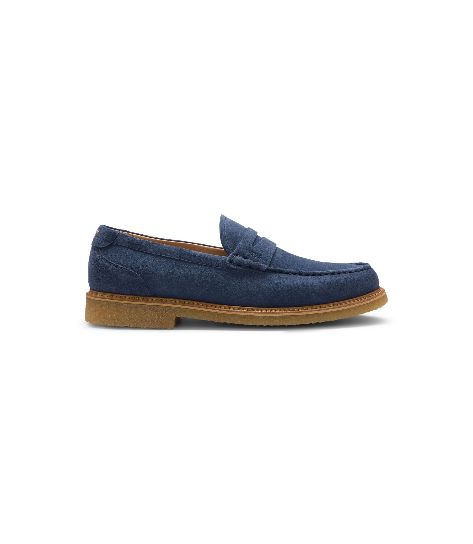 ? HUGO BOSS Navy Blue Suede Diver Moc Loafers HUGO BOSS | Men main image 3