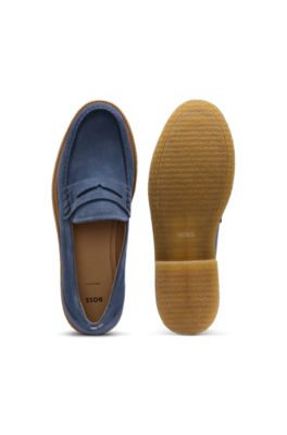 Suede moccasins with crepe outsole, Dark Blue