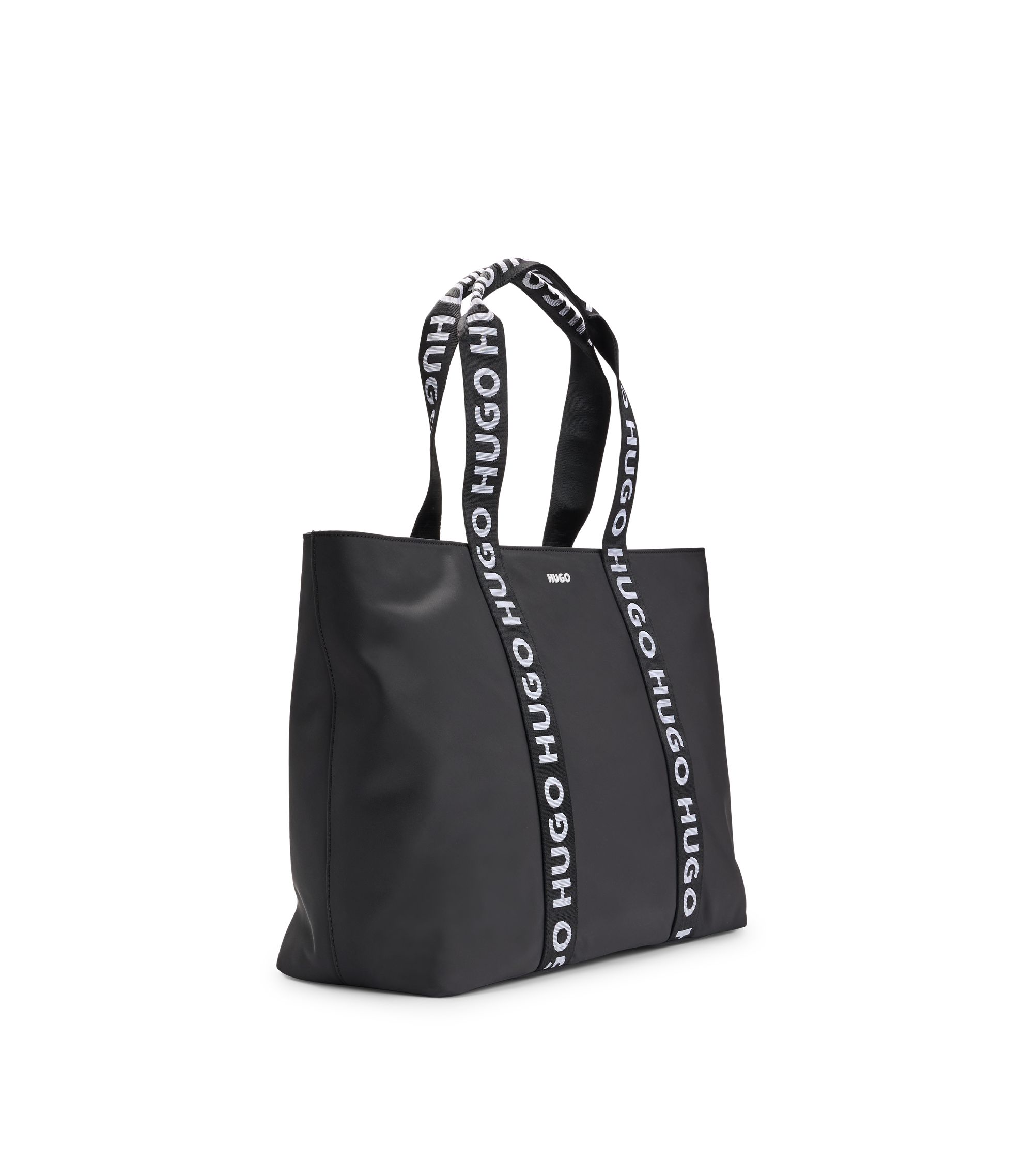 HUGO - Twill tote bag with logo straps - Black