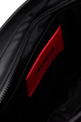 ツイル トートバッグ ロゴストラップ, ブラック