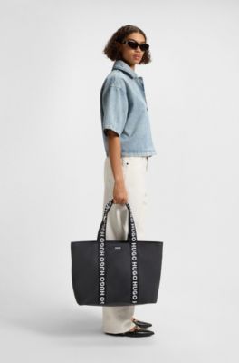 Twill tote bag with logo straps, Black