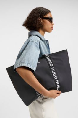 Twill tote bag with logo straps, Black