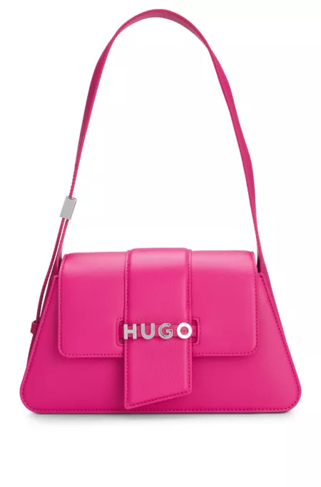 Faux-leather shoulder bag with logo hardware