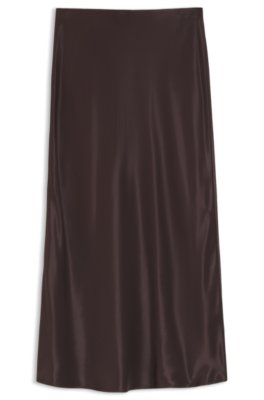 Boss Donna Marrone Scuro Gonna Midi In Satin