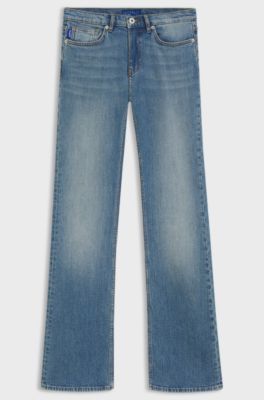 Flared-leg jeans in Atlantic-blue comfort-stretch denim, Light Blue