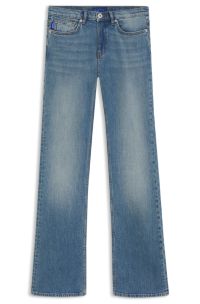 Jeans met uitlopende pijpen in Atlantisch-blauw van comfortabel stretchdenim, Lichtblauw