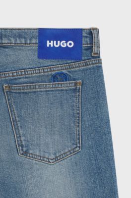 Flared-leg jeans in Atlantic-blue comfort-stretch denim, Light Blue
