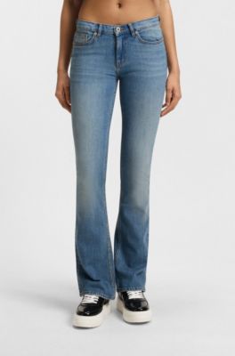 Jeans mit ausgestelltem Bein aus atlantikblauem, komfortablem Stretch-Denim, Hellblau