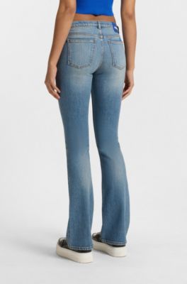 Jeans mit ausgestelltem Bein aus atlantikblauem, komfortablem Stretch-Denim, Hellblau