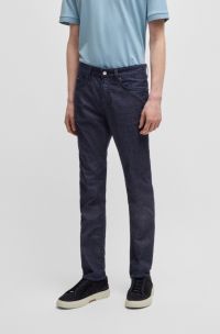 Slim-fit jeans in dark-blue comfort-stretch denim, Dark Blue