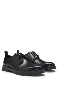 Chaussures derby en cuir brossé, Noir