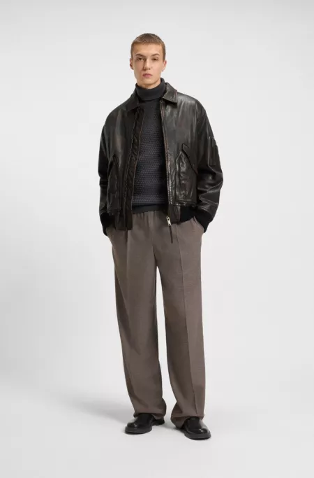 Regular-fit jacket in treated leather