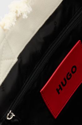 Canvas tote bag with fringed trims, Natural