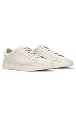 Suede trainers with rubber outsole, White