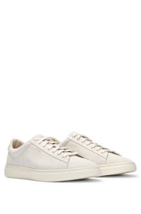 Sneakers in pelle scamosciata con suola in gomma, Bianco
