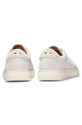 Suede trainers with rubber outsole, White