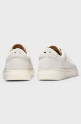 Suede trainers with rubber outsole, White