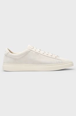 Suede trainers with rubber outsole, White
