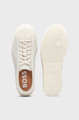 Suede trainers with rubber outsole, Natural