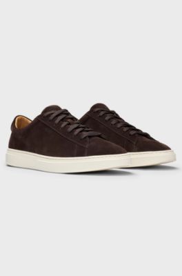 Suede trainers with rubber outsole, Dark Brown