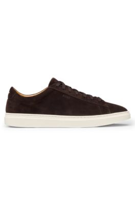 Suede trainers with rubber outsole, Dark Brown