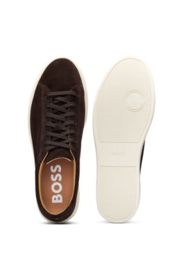 Suede trainers with rubber outsole, Dark Brown