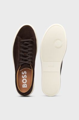 Suede trainers with rubber outsole, Dark Brown